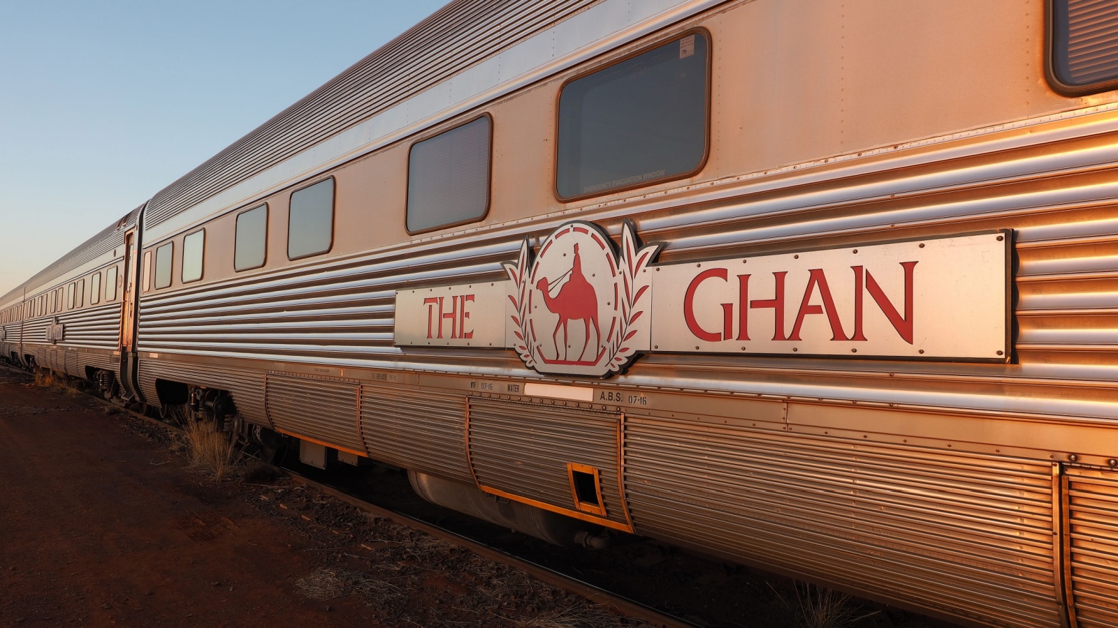 Marla, Australia - May 8, 2017: Carriages of the famous Ghan railway at a morning stop in Marla South Australia