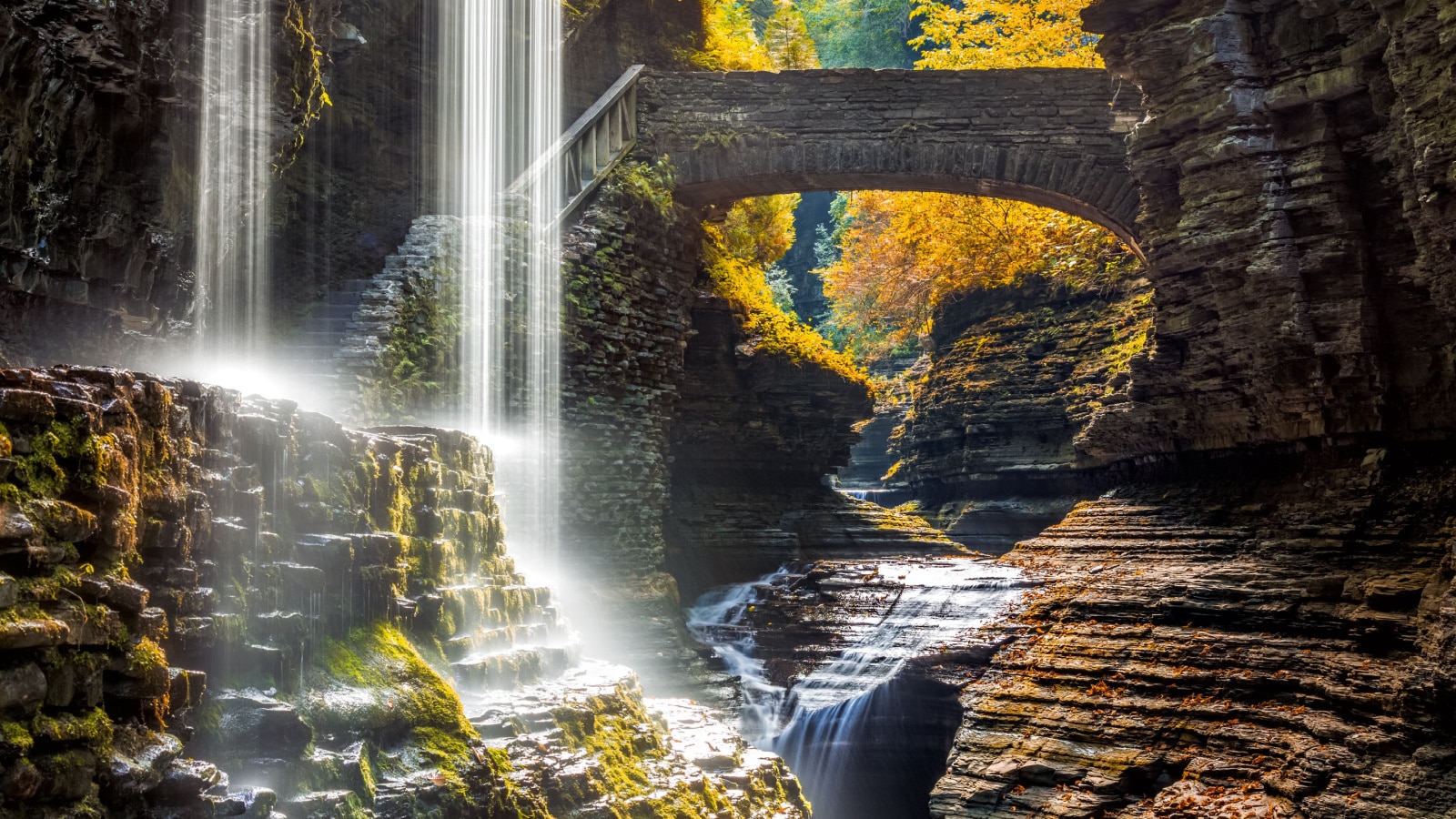 Watkins Glen State Park waterfall canyon in Upstate New York