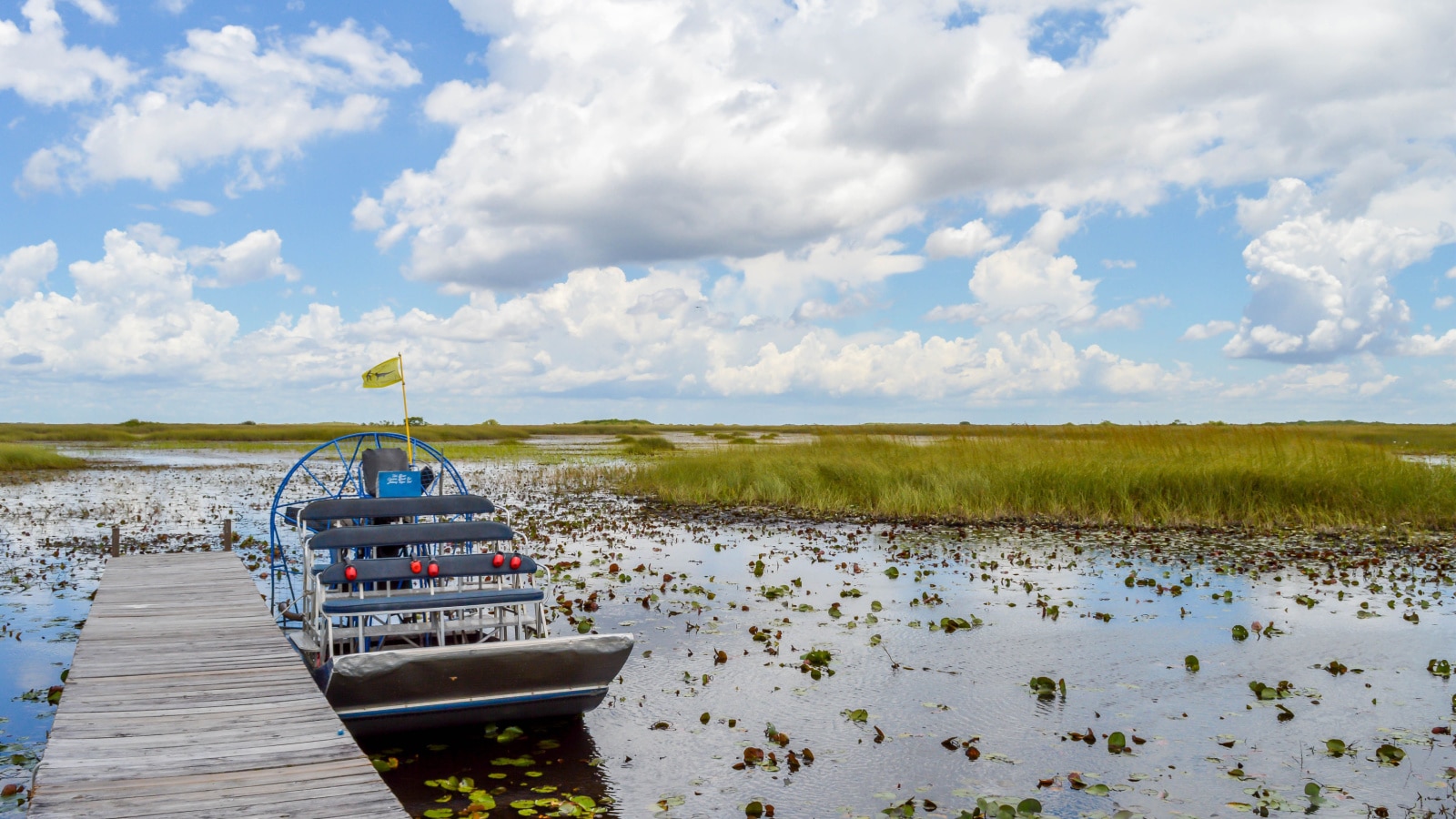A parking airboat at the Everglades