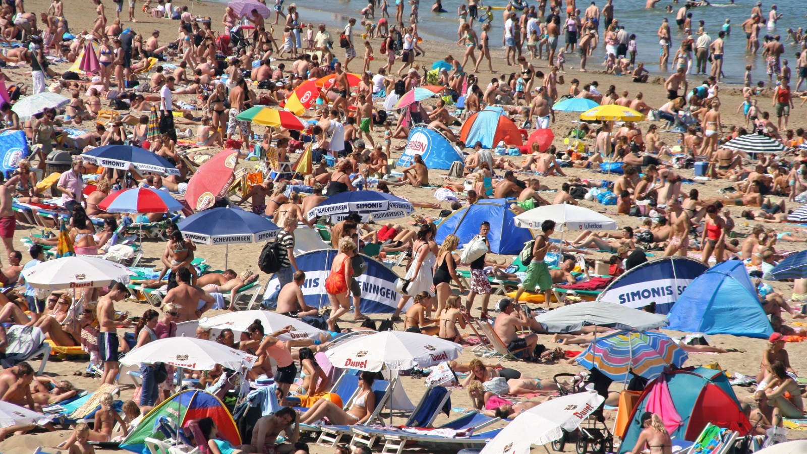 Crowded beach in summer