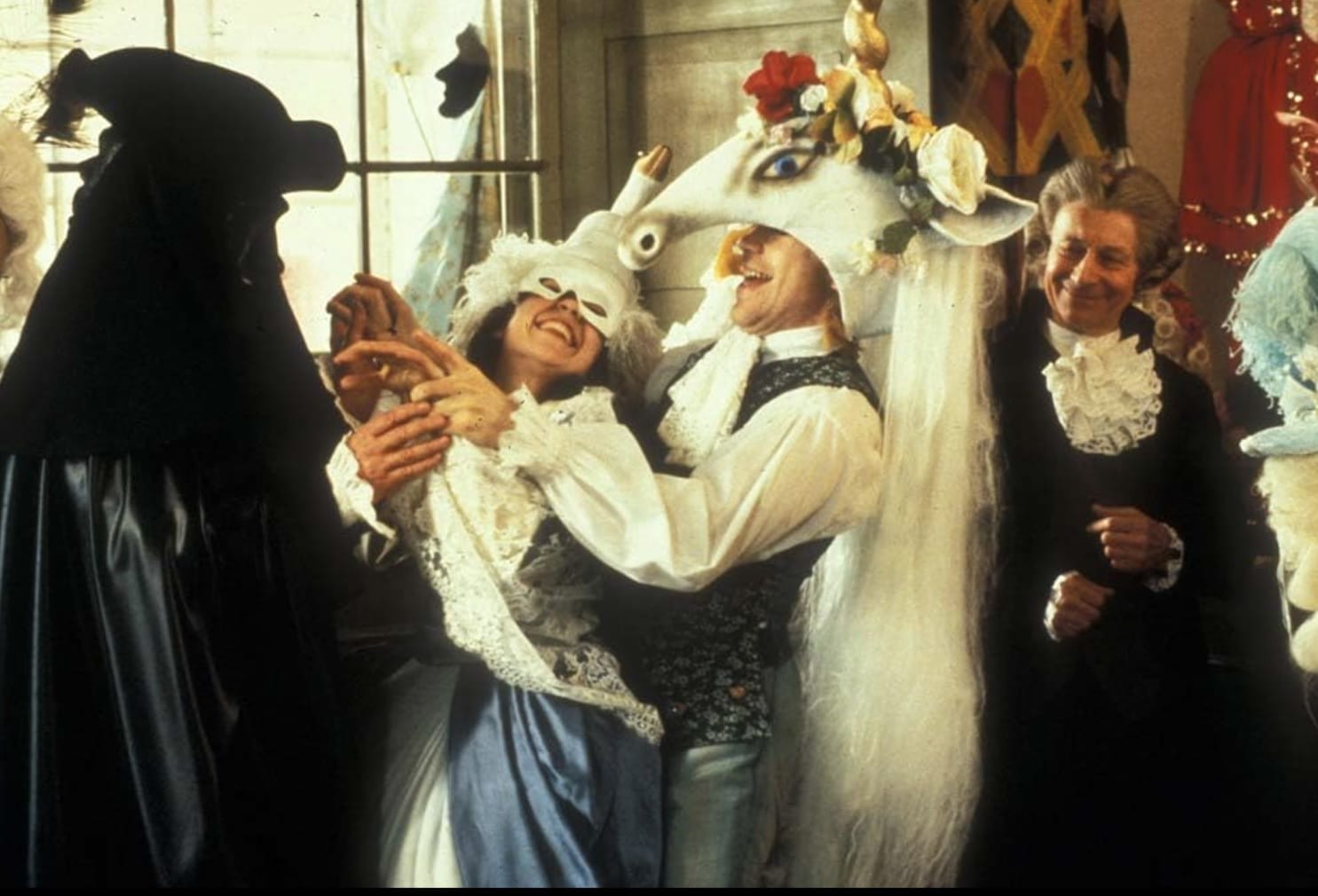 Elizabeth Berridge, Tom Hulce, and Roy Dotrice in Amadeus (1984)