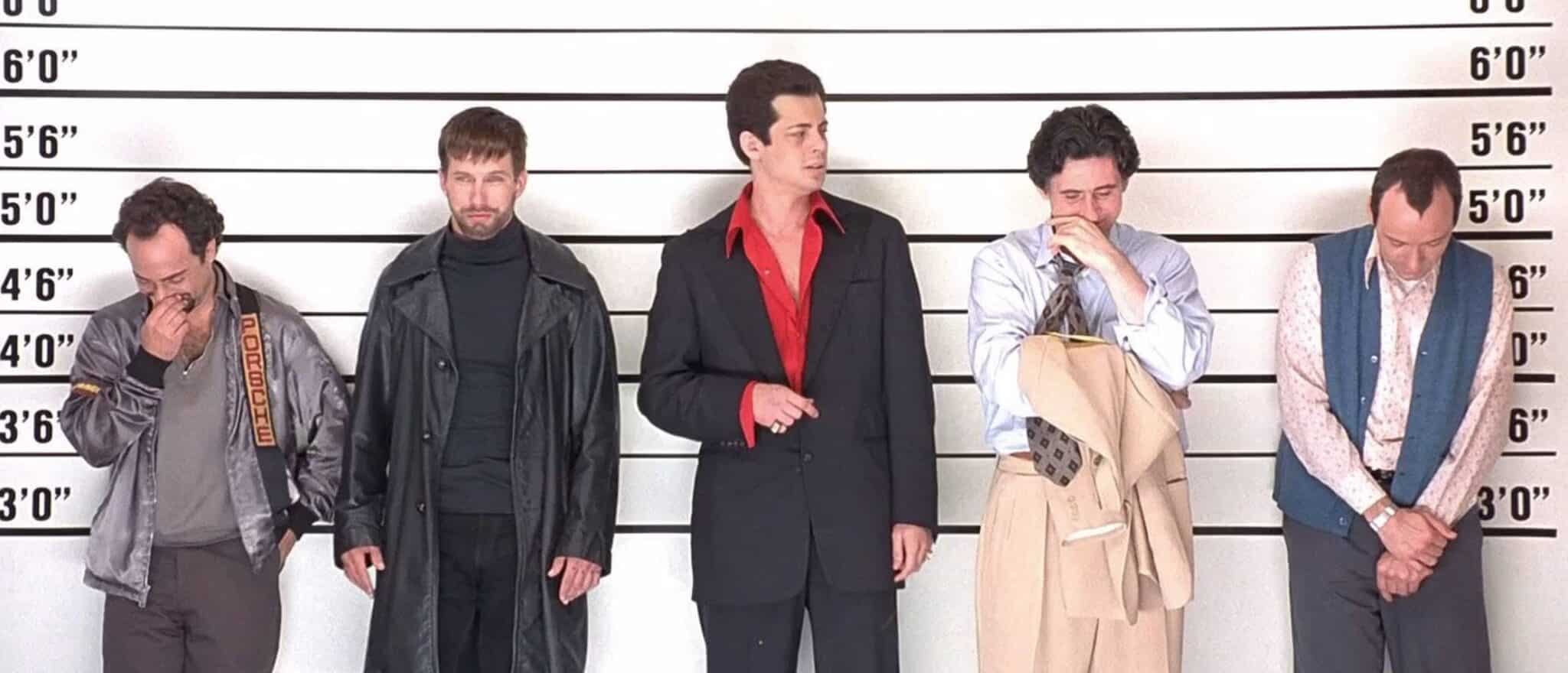 Kevin Spacey, Stephen Baldwin, Gabriel Byrne, Benicio Del Toro, and Kevin Pollak in The Usual Suspects (1995)