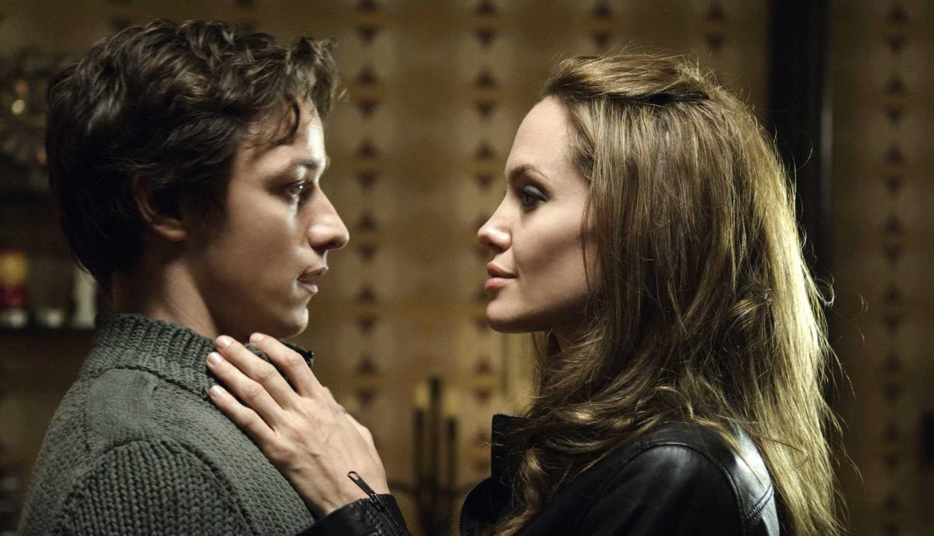 Angelina Jolie and James McAvoy in Wanted (2008)