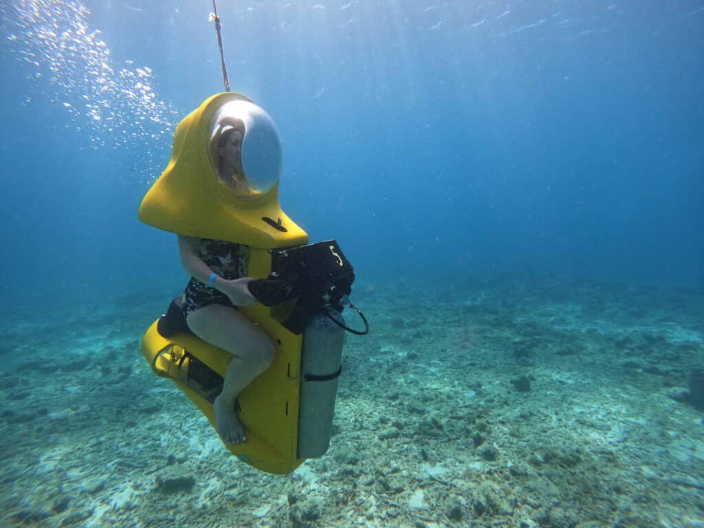 Lindsey of Have Clothes, Will Travel underwater on a Aquafari Tour in Curacao