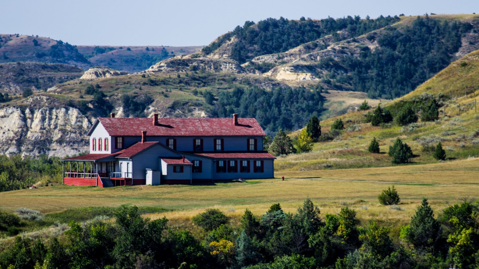 Historic home built by the Marquis de Mores in 1883 as a hunting lodge and summer home for his family and guests. In Medora, North Dakota.