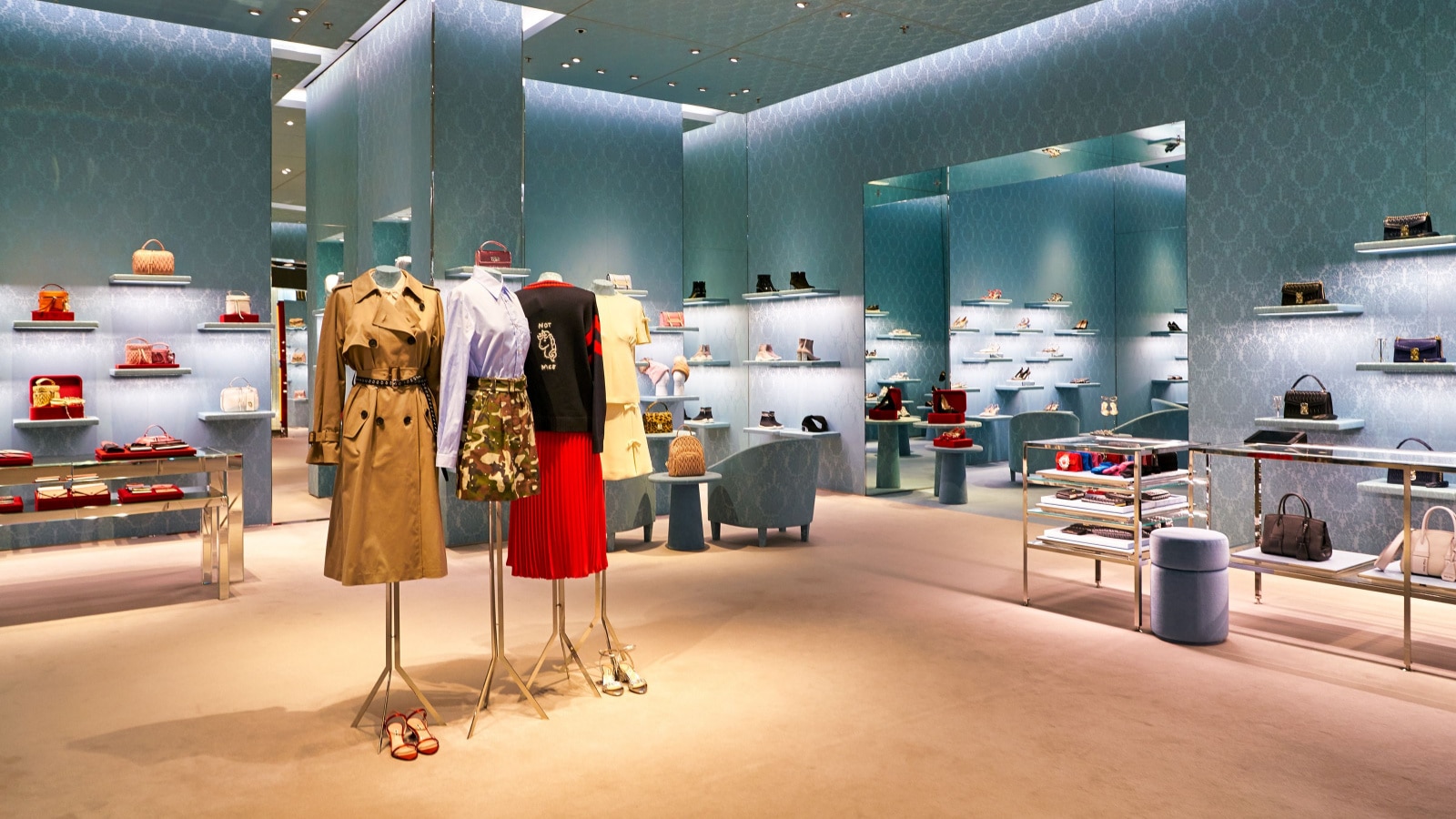 HONG KONG, CHINA - CIRCA JANUARY, 2019: interior shot of Miu Miu store in Elements shopping mall. Miu Miu is an Italian high fashion women's clothing and accessory brand.