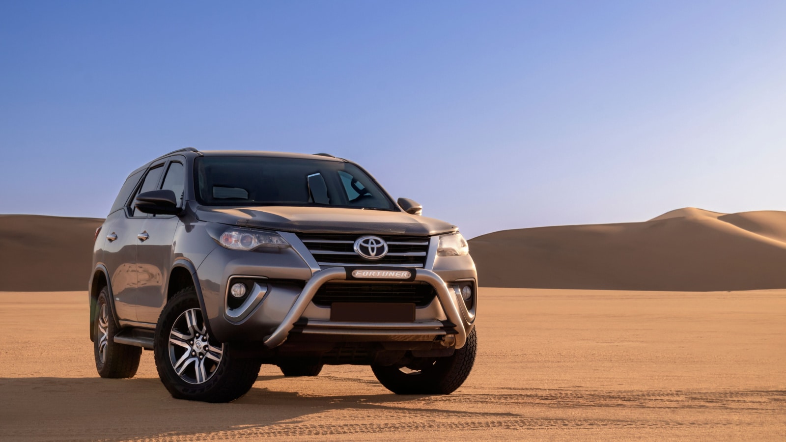 Toyota Fortuner standing in the middle of the Namib desert on a sunny day. 24.07.2021. Namibia, Africa