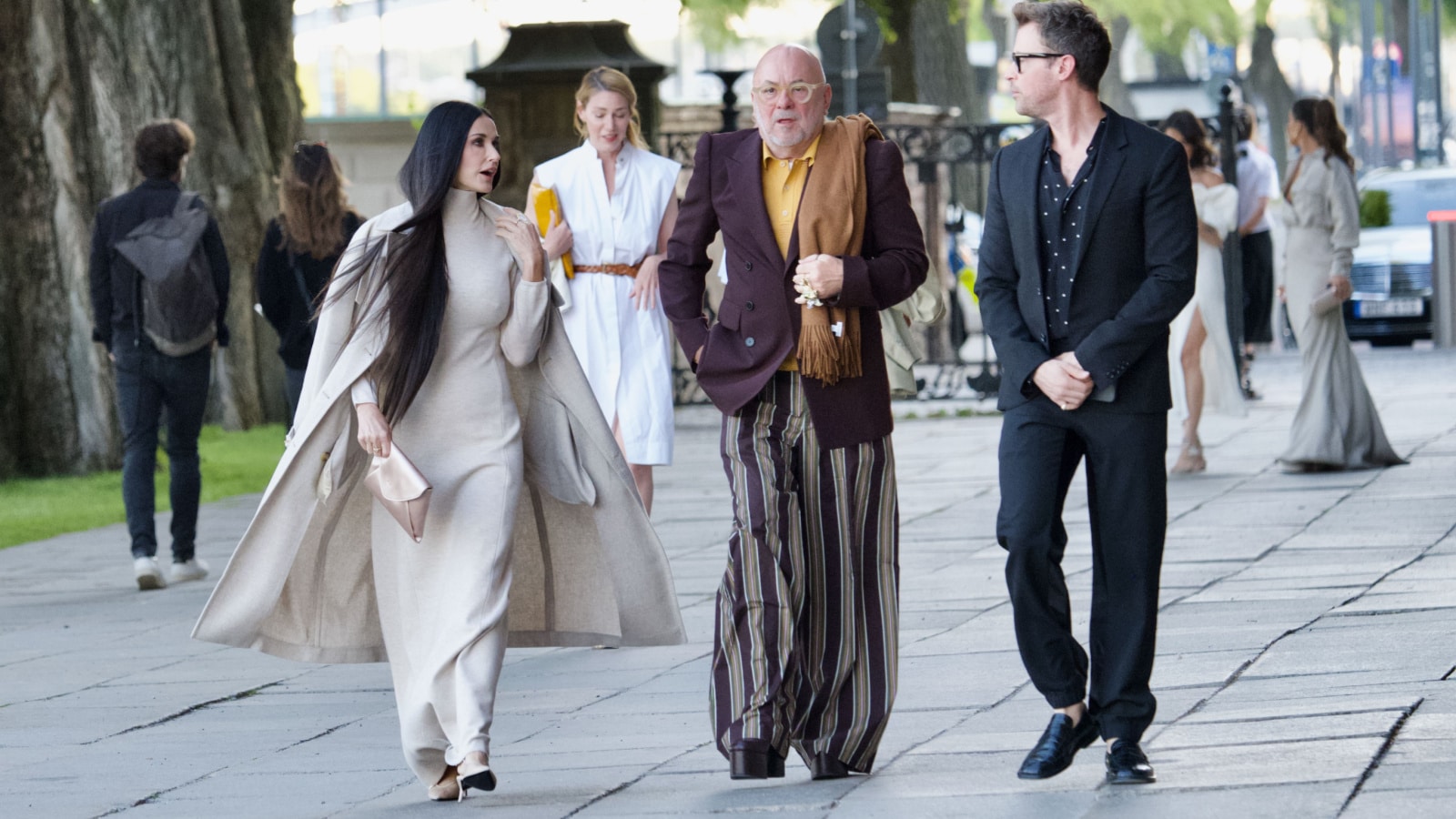 STOCKHOLM, SWEDEN - JUNE 11, 2023: Demi Moore before entering the Max Mara fashion show in Stockholm City Hall.