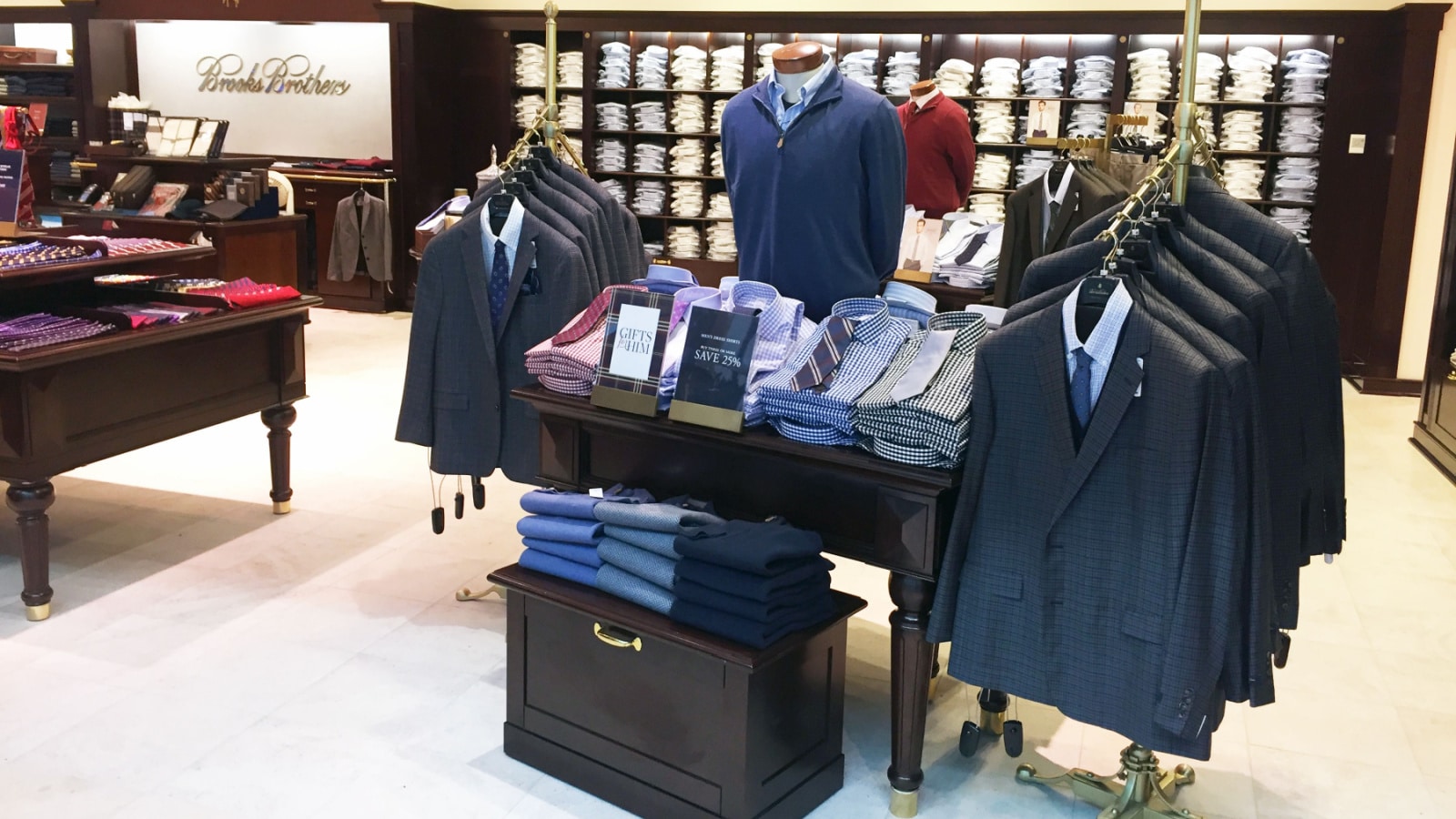 JACKSONVILLE, FL-DECEMBER 16, 2016: Interior of a Brooks Brothers clothing store.