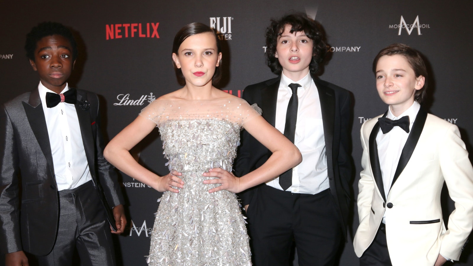LOS ANGELES - JAN 8: Caleb McLaughlin, Millie Bobby Brown, Finn Wolfhard, Noah Schnapp at the Weinstein Golden Globes After Party at Beverly Hilton Hotel on January 8, 2017 in Beverly Hills, CA