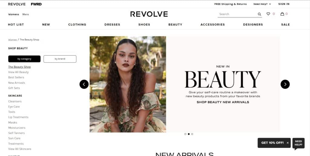 revolve beauty homepage