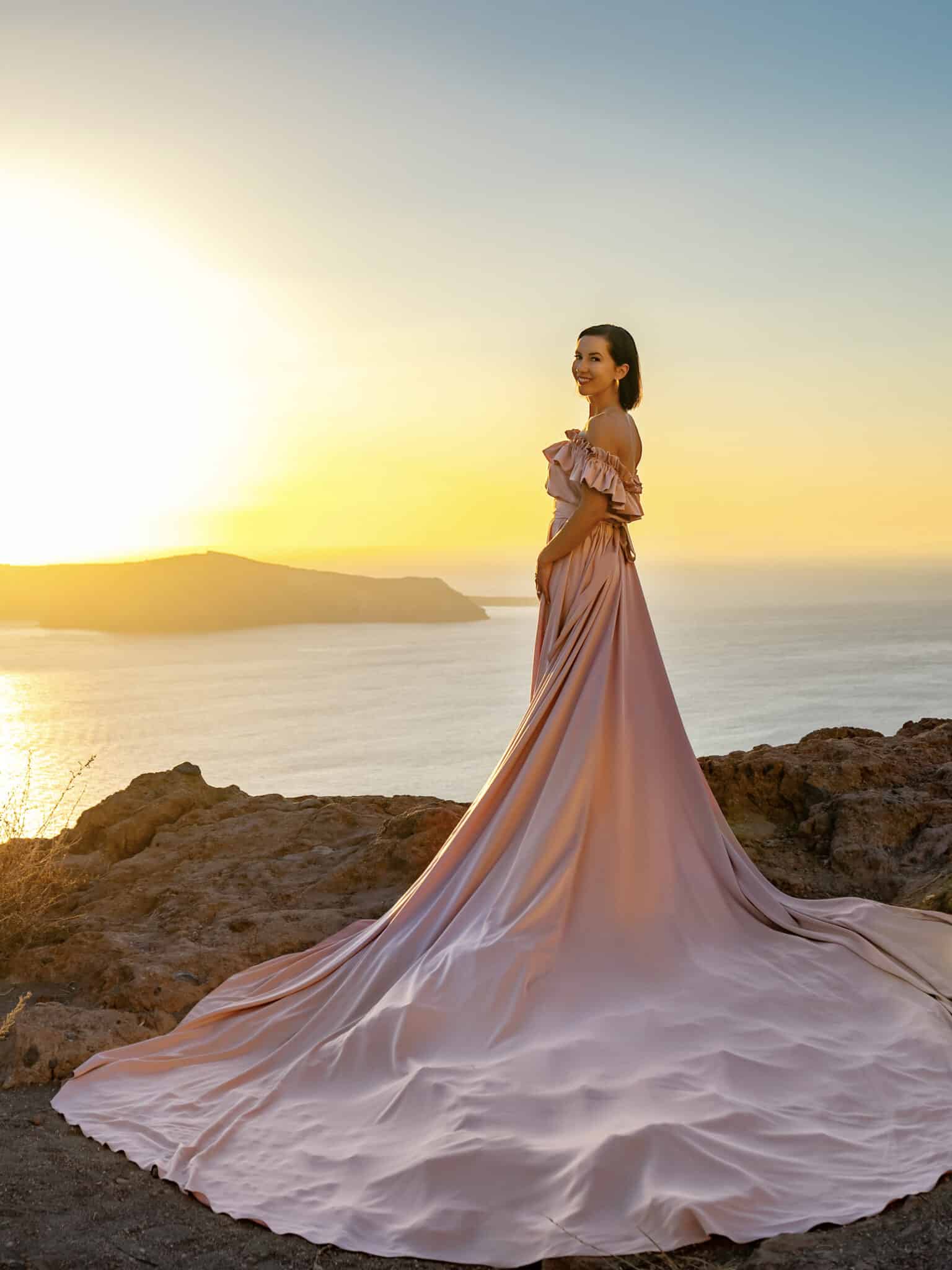 A non flying photo of my pink dress in Greece