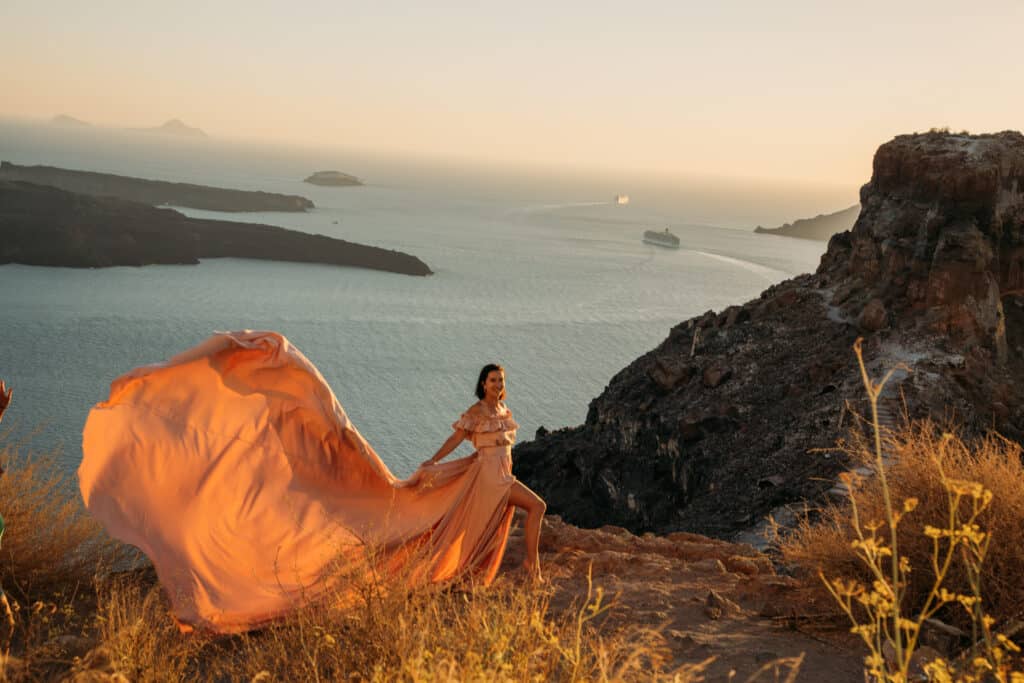 a flying dress photo in greece