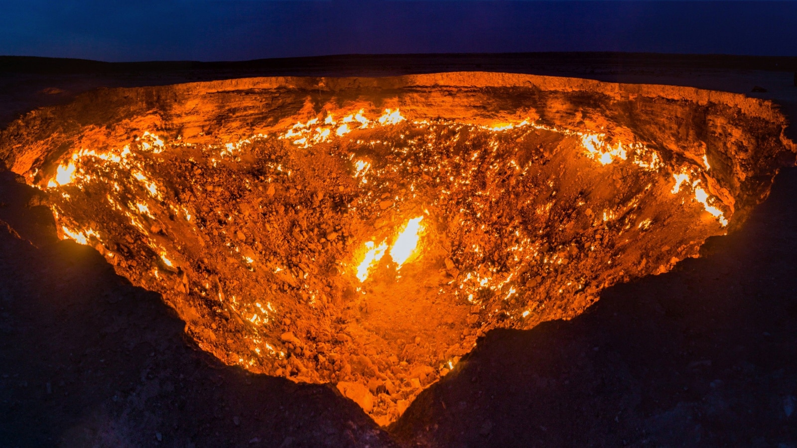 Darvaza (Derweze) gas crater (called also The Door to Hell) in Turkmenistan