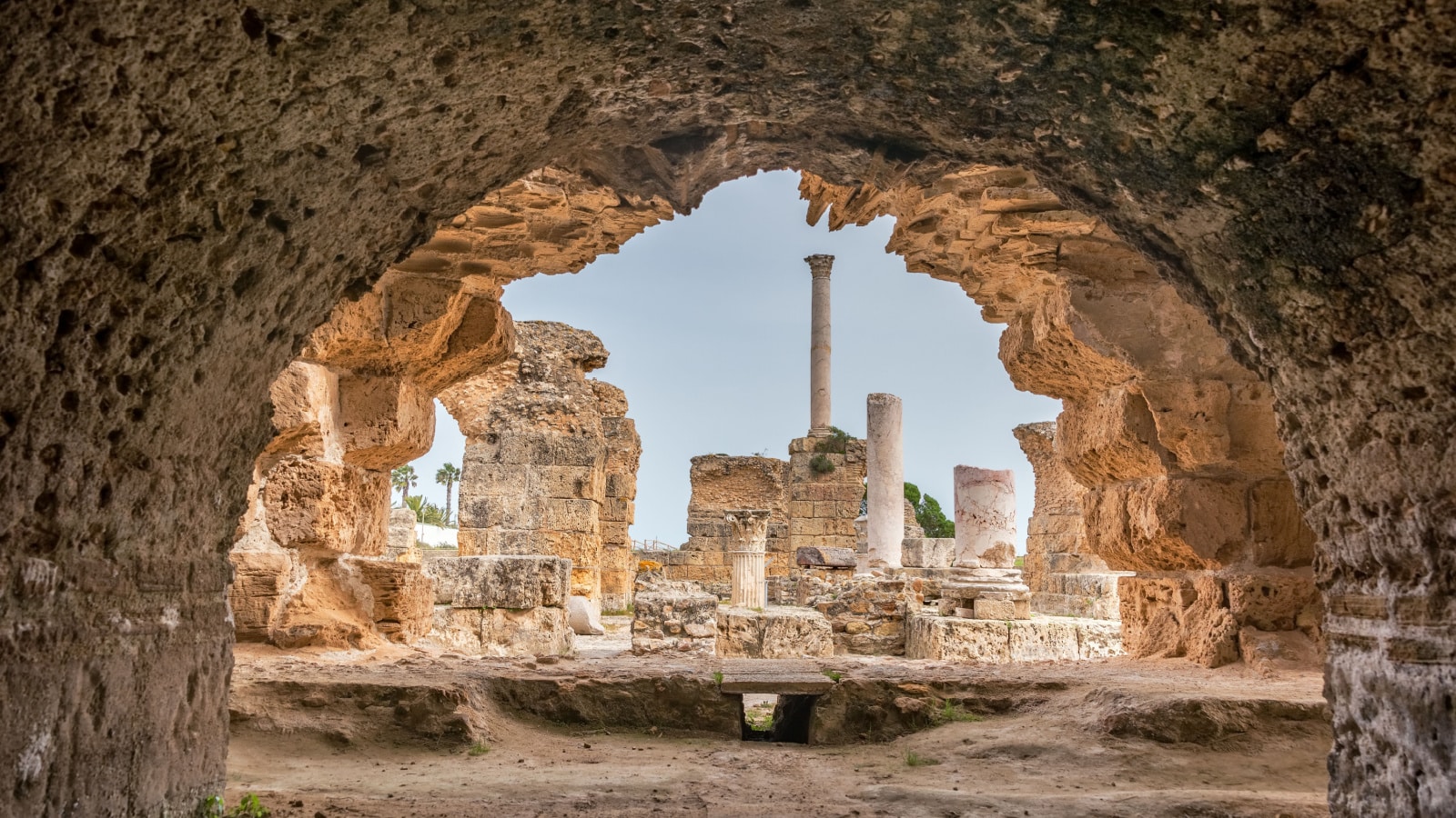 View of the Antonine Baths in the ancient city of Carthage, Tunisia