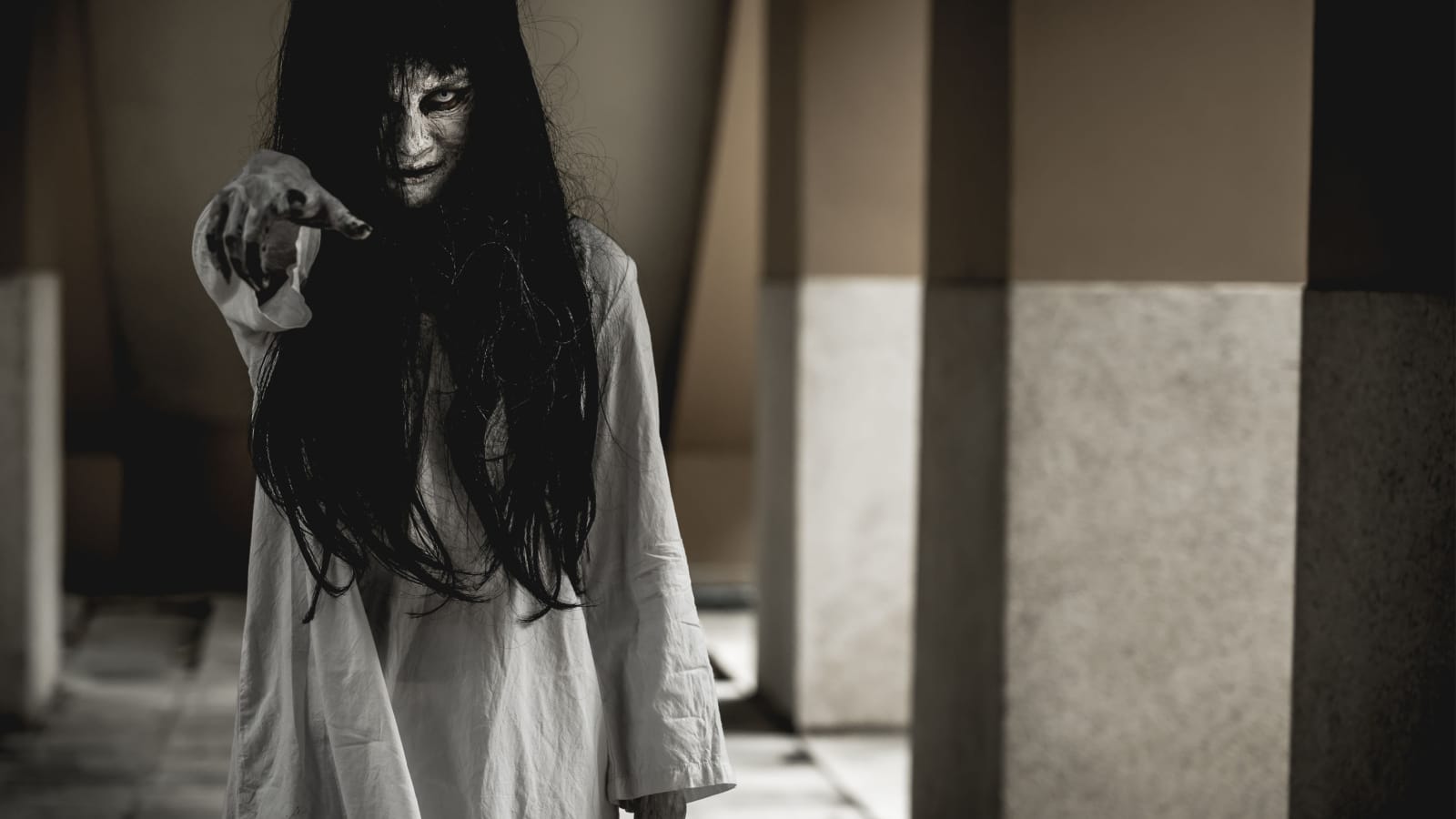Halloween or horror concept, Women dressed in costume cosplay horror zombies or ghost on Halloween festival.