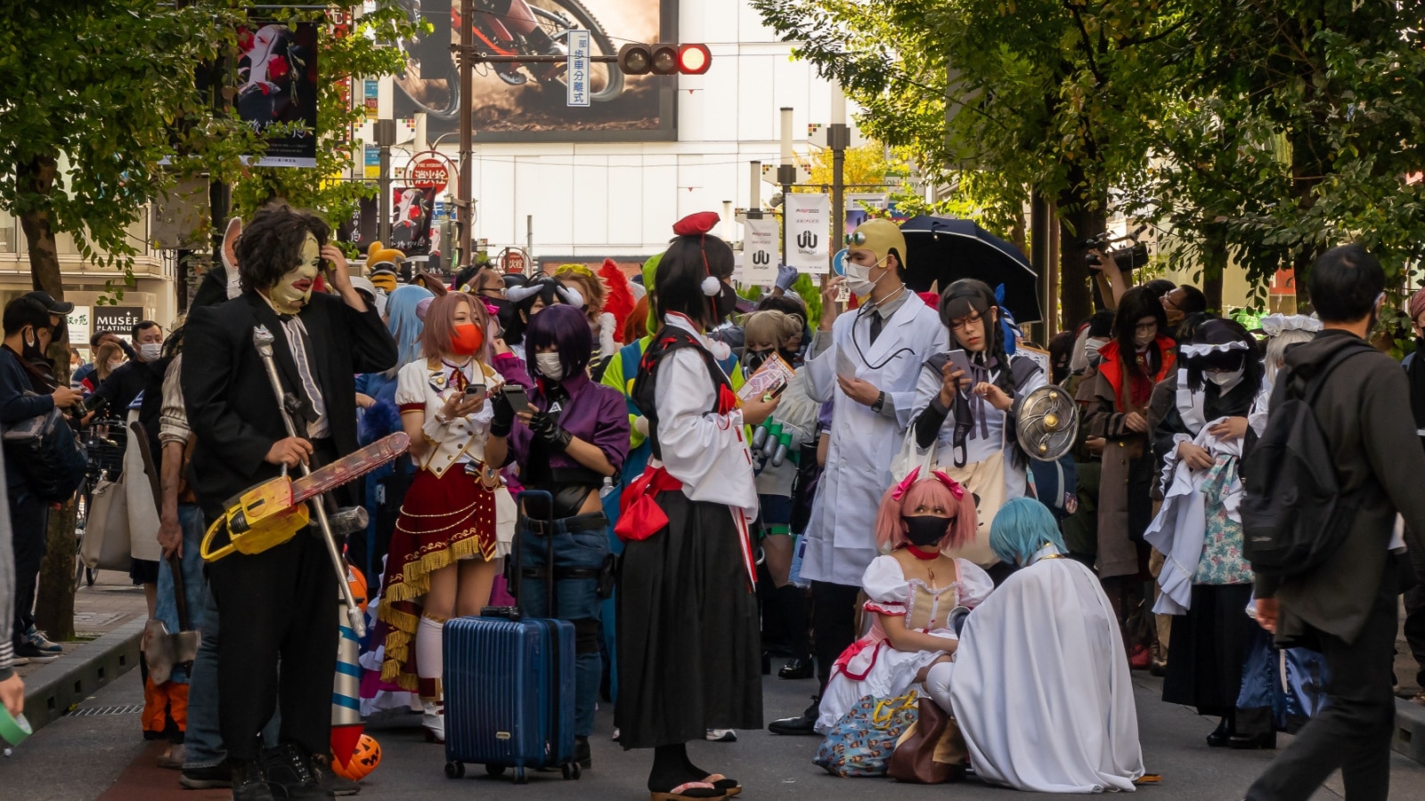 TOKYO, JAPAN - OCTOBER 30 2022 : Ikebukuro Halloween Cosplay Festival with people wearing Halloween costumes and makeup, on October 30, 2022 in TOKYO