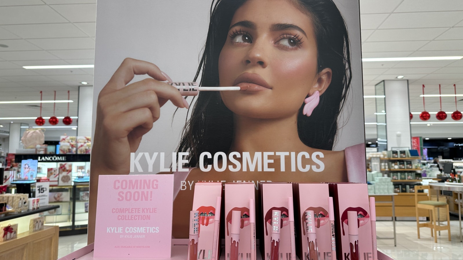 Minnetonka, Minnesota - December 2, 2022: Display of Kylie Cosmetics by Kylie Jenner matte lip kit, at a Macy's department store