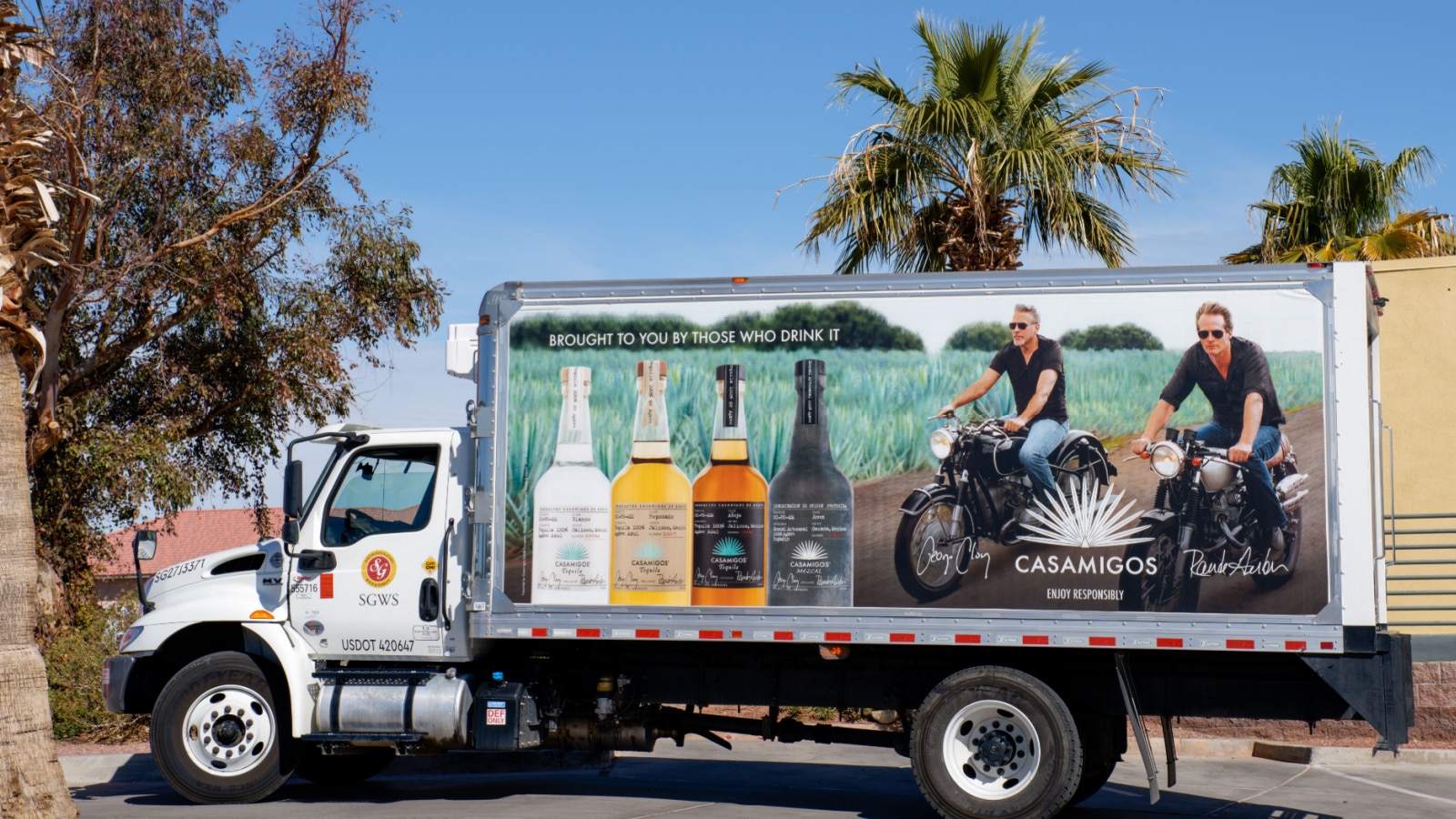 Lake Havasu City, AZ - March 10, 2023: Delivery truck with advertising for Casamigos, the fastest-growing spirits brand of 2022.