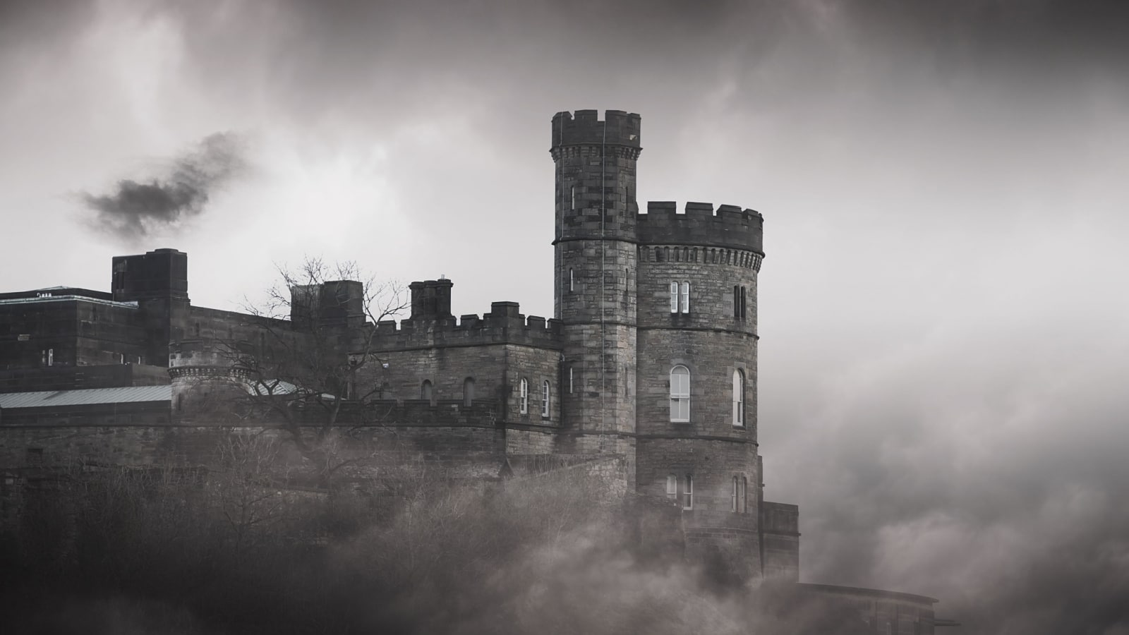 The big old stone Castle on the Rock - spooky picture