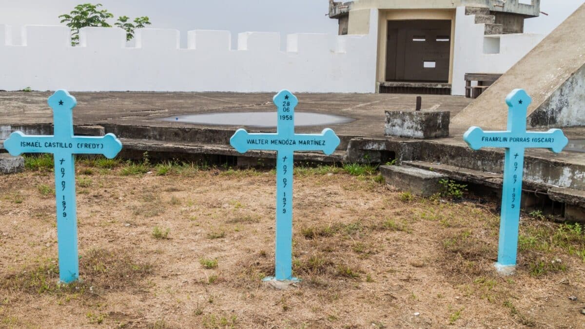 MASAYA, NICARAGUA - APRIL 30, 2016: Three crosses at Fortaleza El Coyotepe fortress near Masaya, Nicaragua