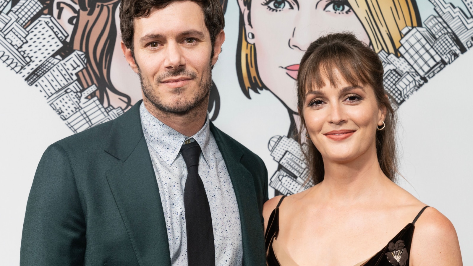 Adam Brody and Leighton Meester wearing dress by Prada attend Hulu FX’s Fleishman Is In Trouble at Carnegie Hall in New York on November 7, 2022