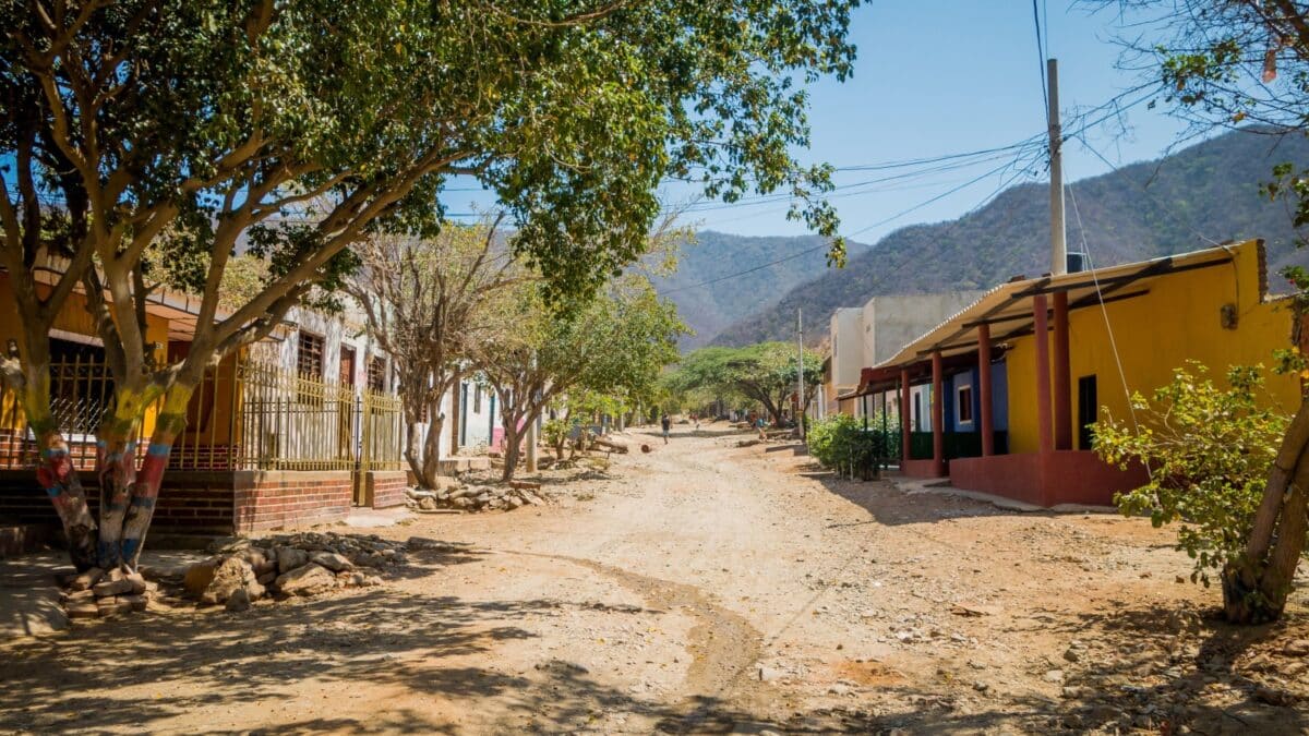 MAGDALENA, COLOMBIA - FEBRUARY 20, 2015: Poor streets in the town of Taganga beach in Santa Marta, Colombia