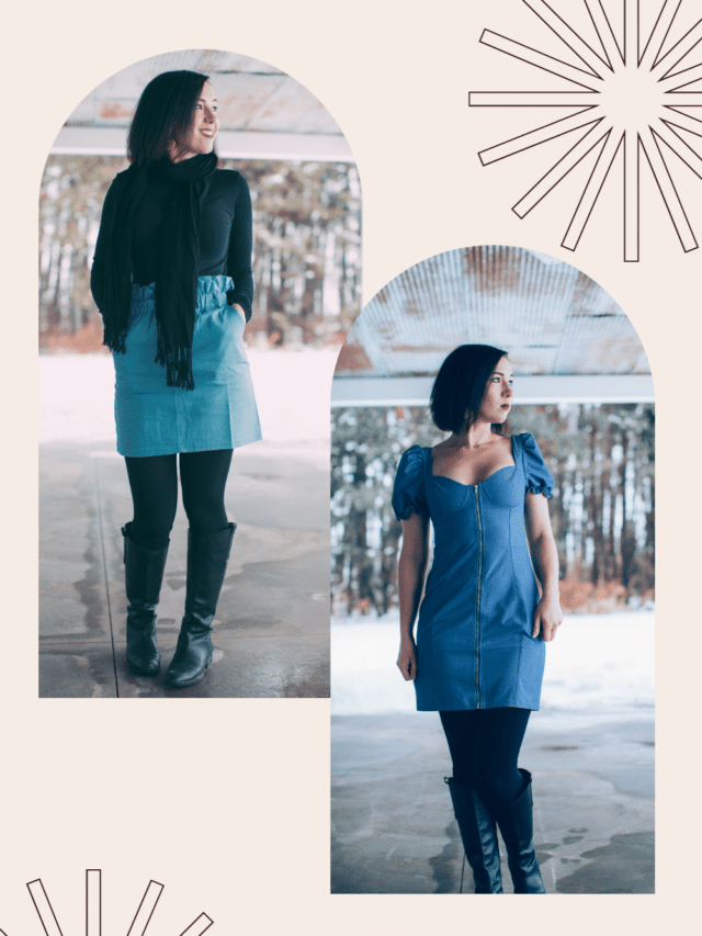 Trying Trends – Styling a Denim Skirt & Dress With Leggings + Boots for Winter