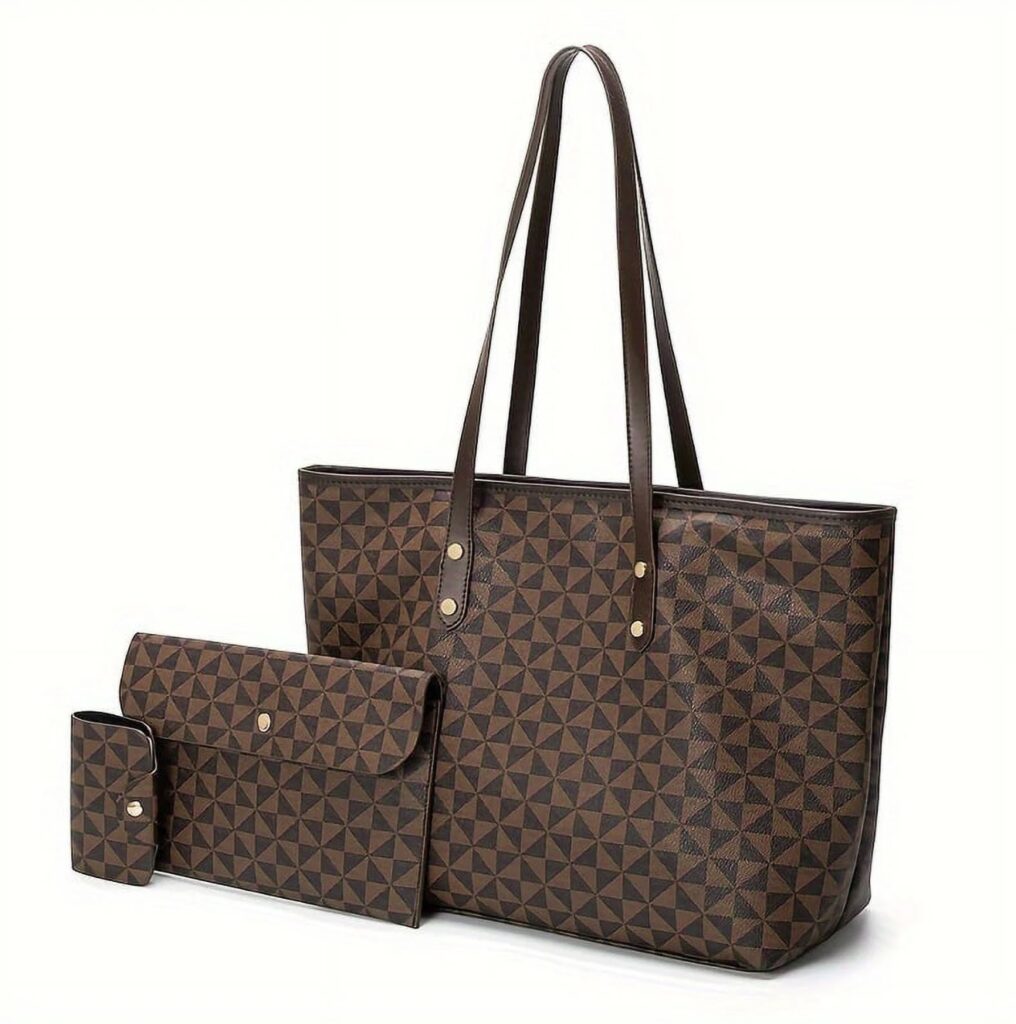 KINGSS Women‘s Checkered Tote Bag Set Shoulder Bags With Top Handle Fashion Satchel Handbags With Matching Wallet Elegant Purse For Daily Use & Work