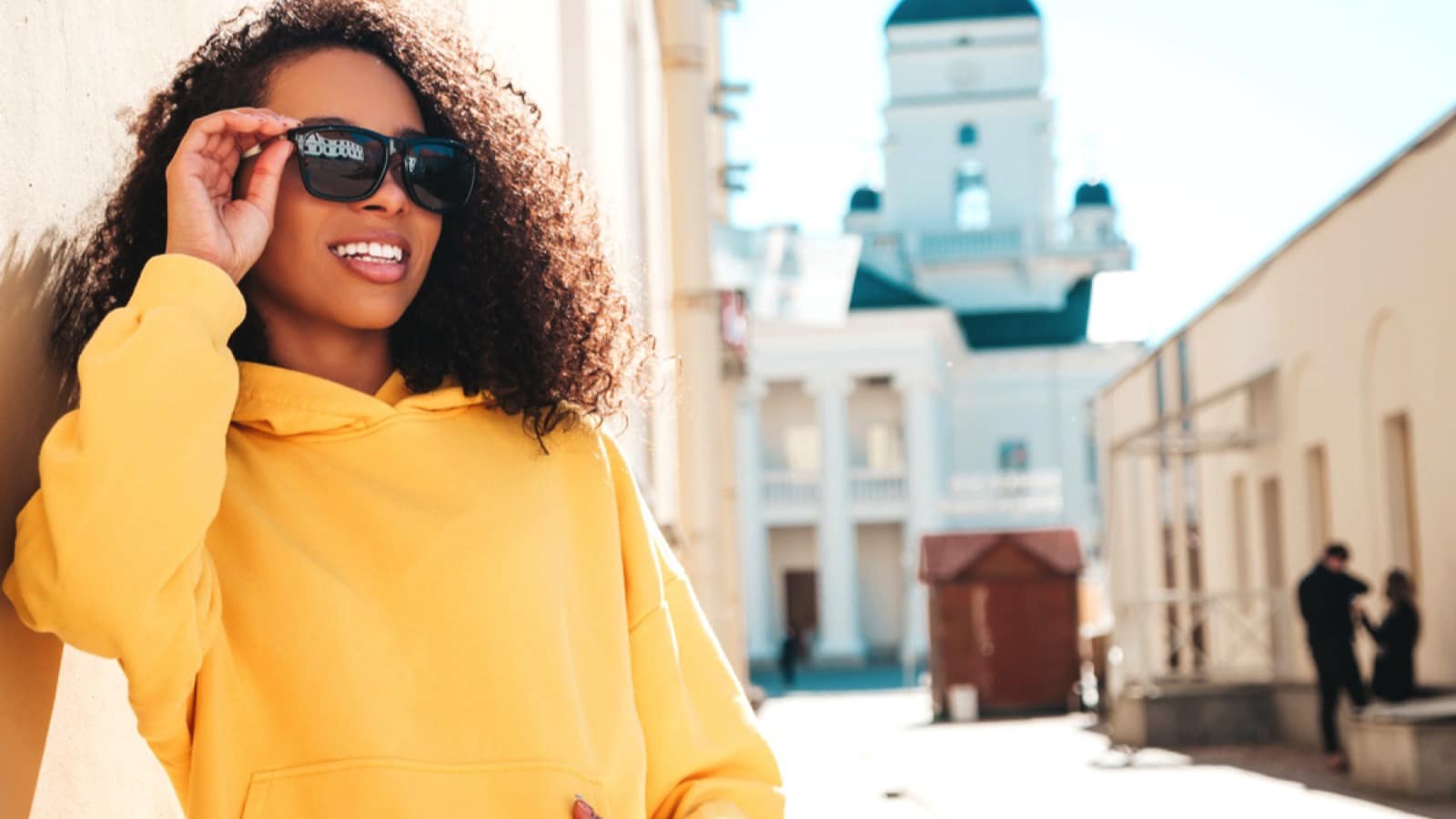 African traveler with curly hair