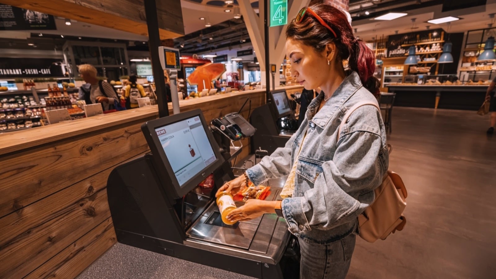 Self check out in grocery store