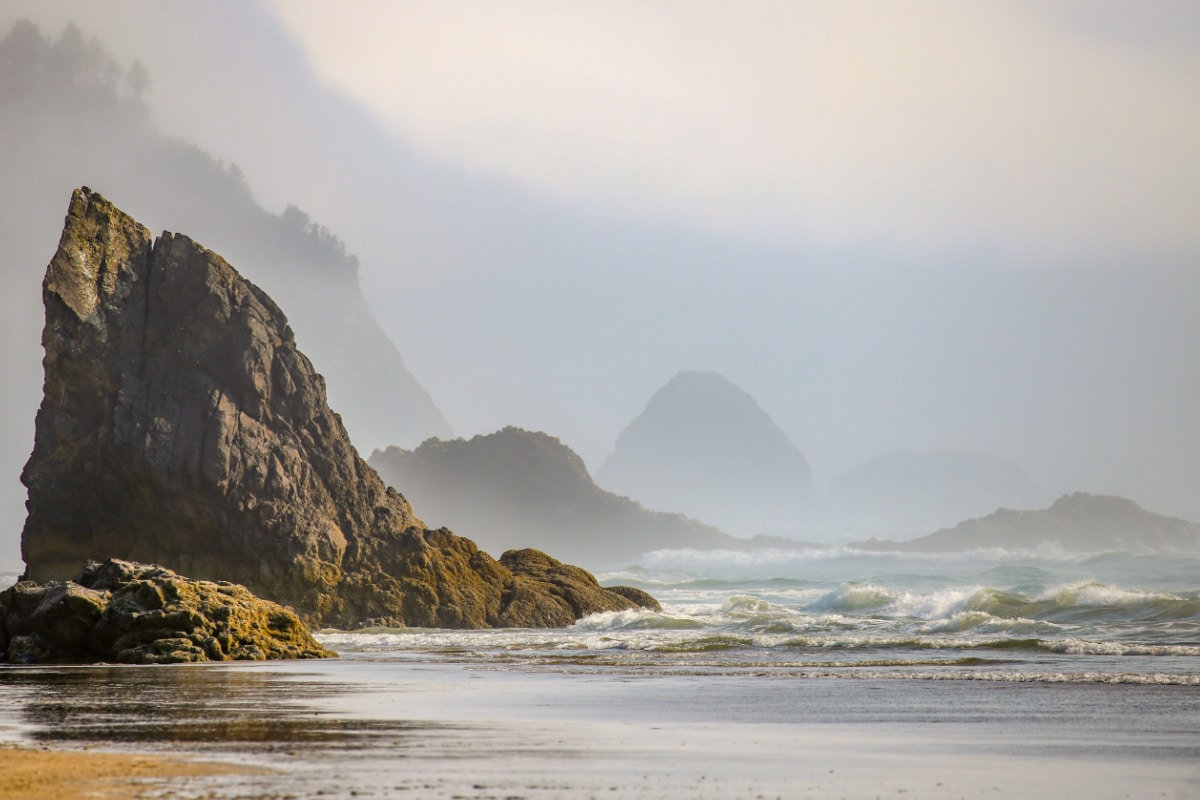 Hug Point beach near Cannon Beach on the Oregon Coast, USA