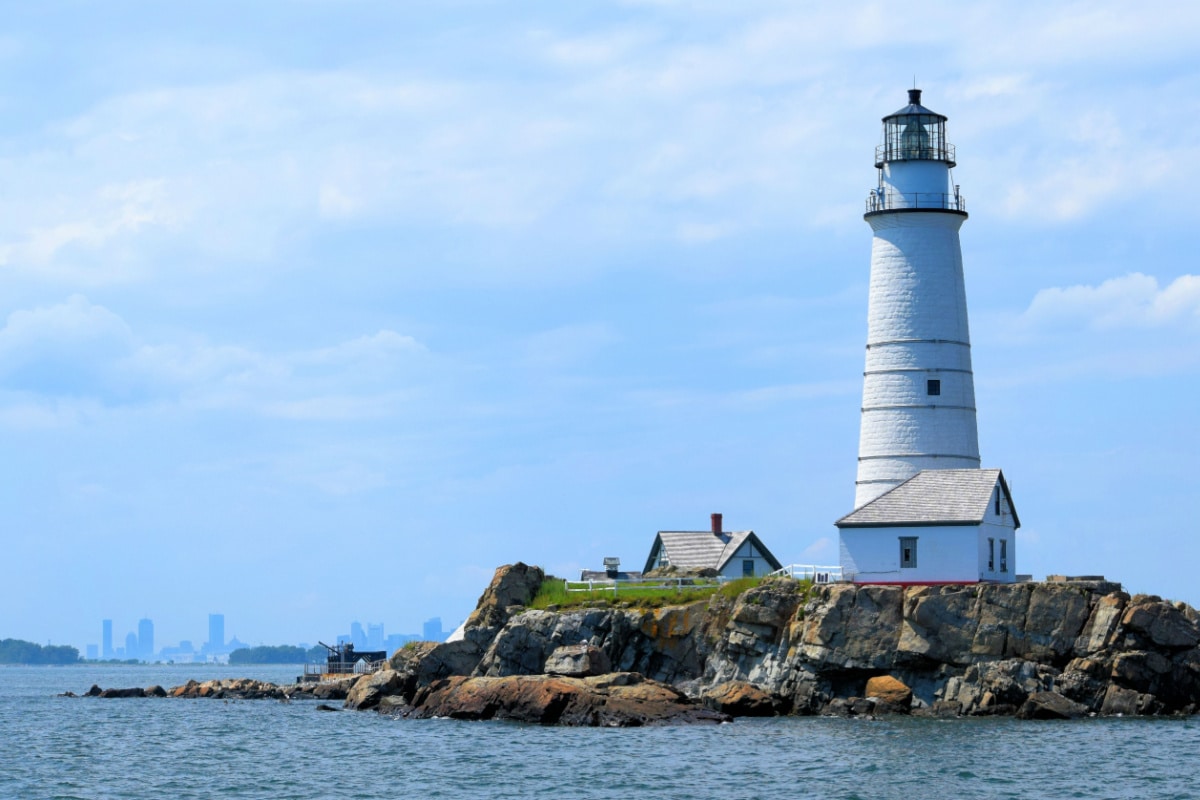 Boston Light on Little Brewster Island Boston Harbor Massachusetts