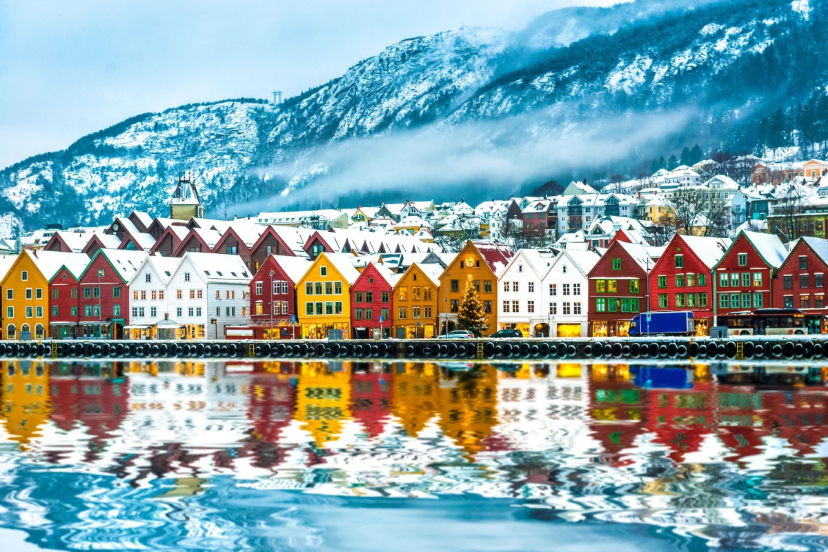 view on Bruges. Bergen Norway during winter