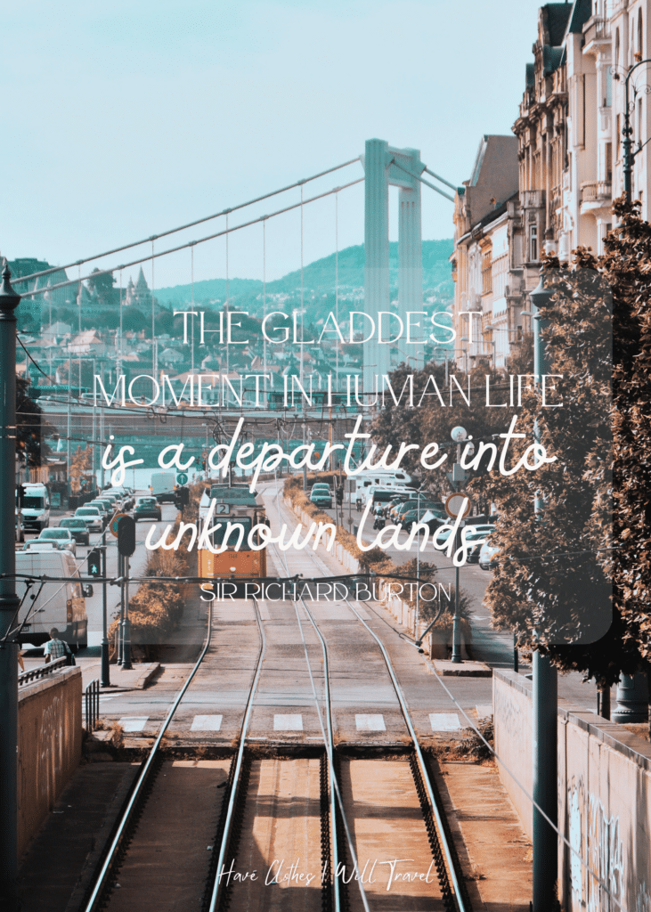 Close up shot of a city rail track as background for a quote by Sir Richard Burton