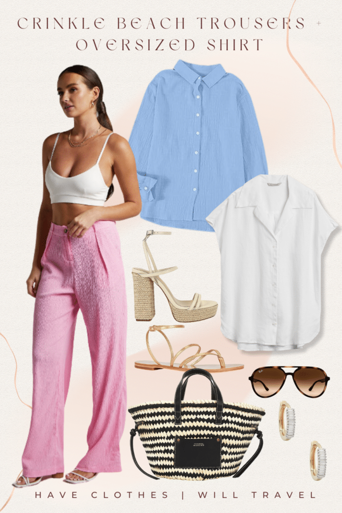 Outfit wearing pink trousers and a ruffle sleeve top - Mademoiselle