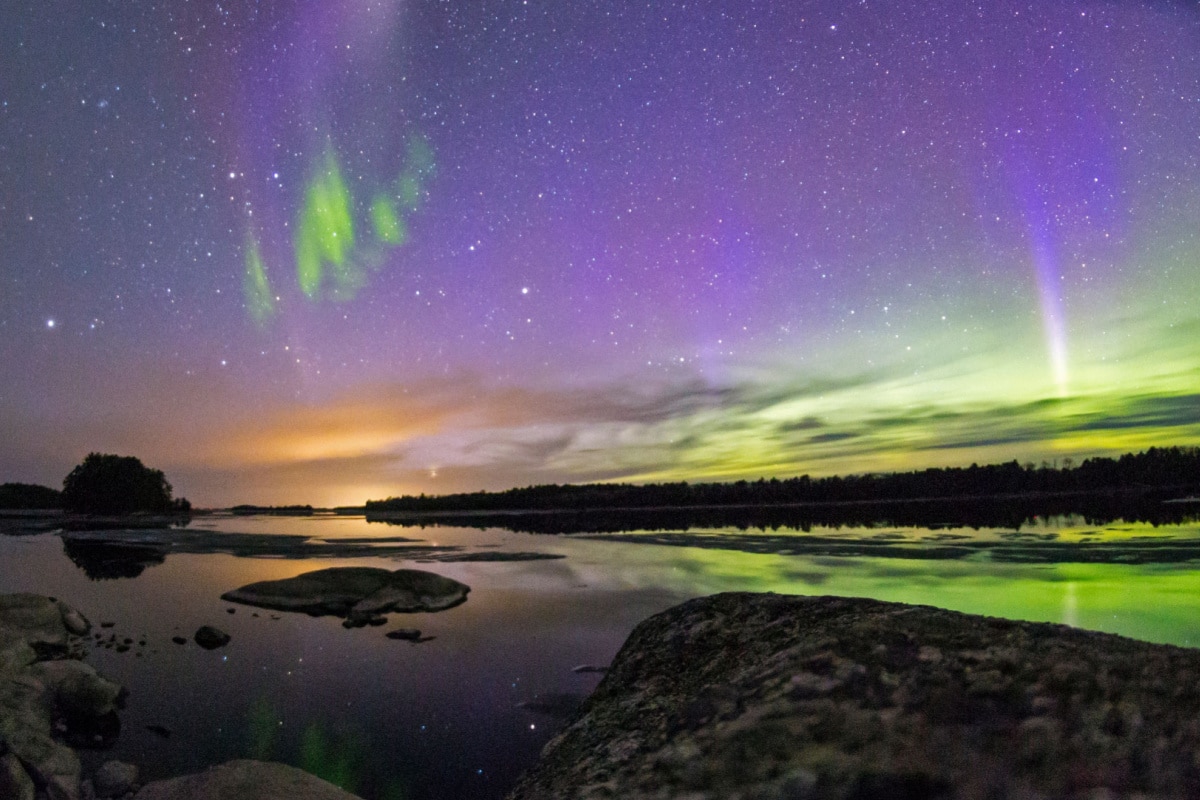 The Northern Lights over the skies of Voyageurs National Park in northern Minnesota (May 5, 2018).