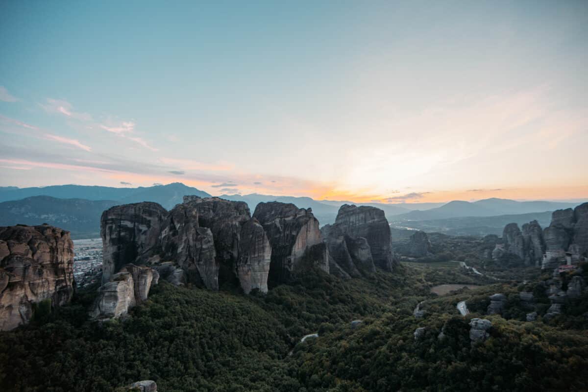 The view from sunset rock in Meteora Greece
