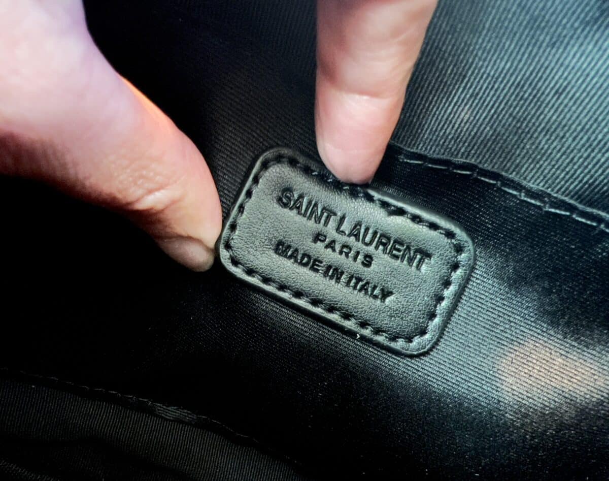 The fake label for the YSL bag