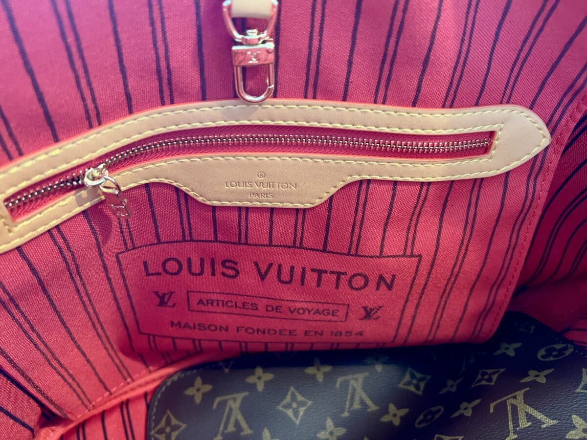 Inside of a fake louis vuitton bag