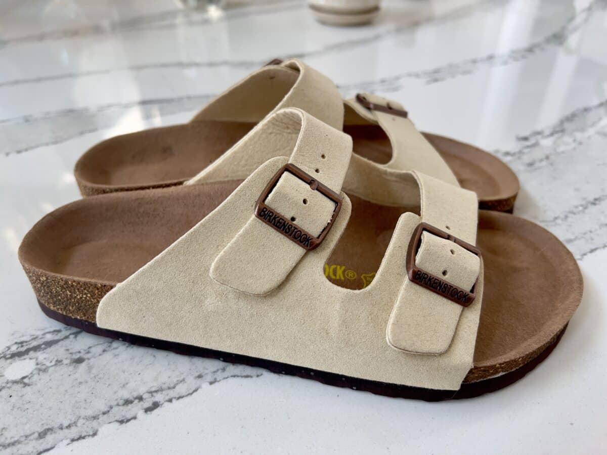 A tan pair of Birkenstock dupes from DHGate
