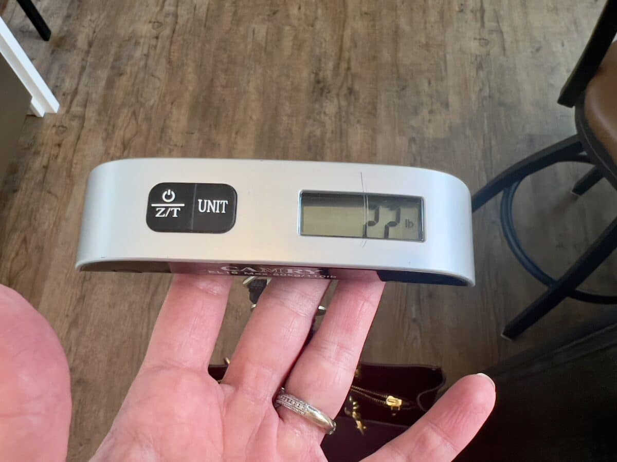 2.2 lbs on a luggage scale