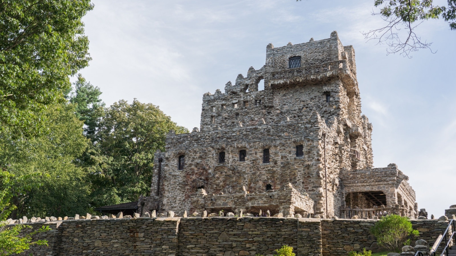 Gillette Castle, a mansion reminiscent of a medieval stone castle. Shot in the State of Connecticut, USA.