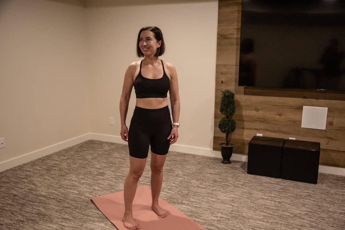 Lindsey wearing IUGA yoga shorts