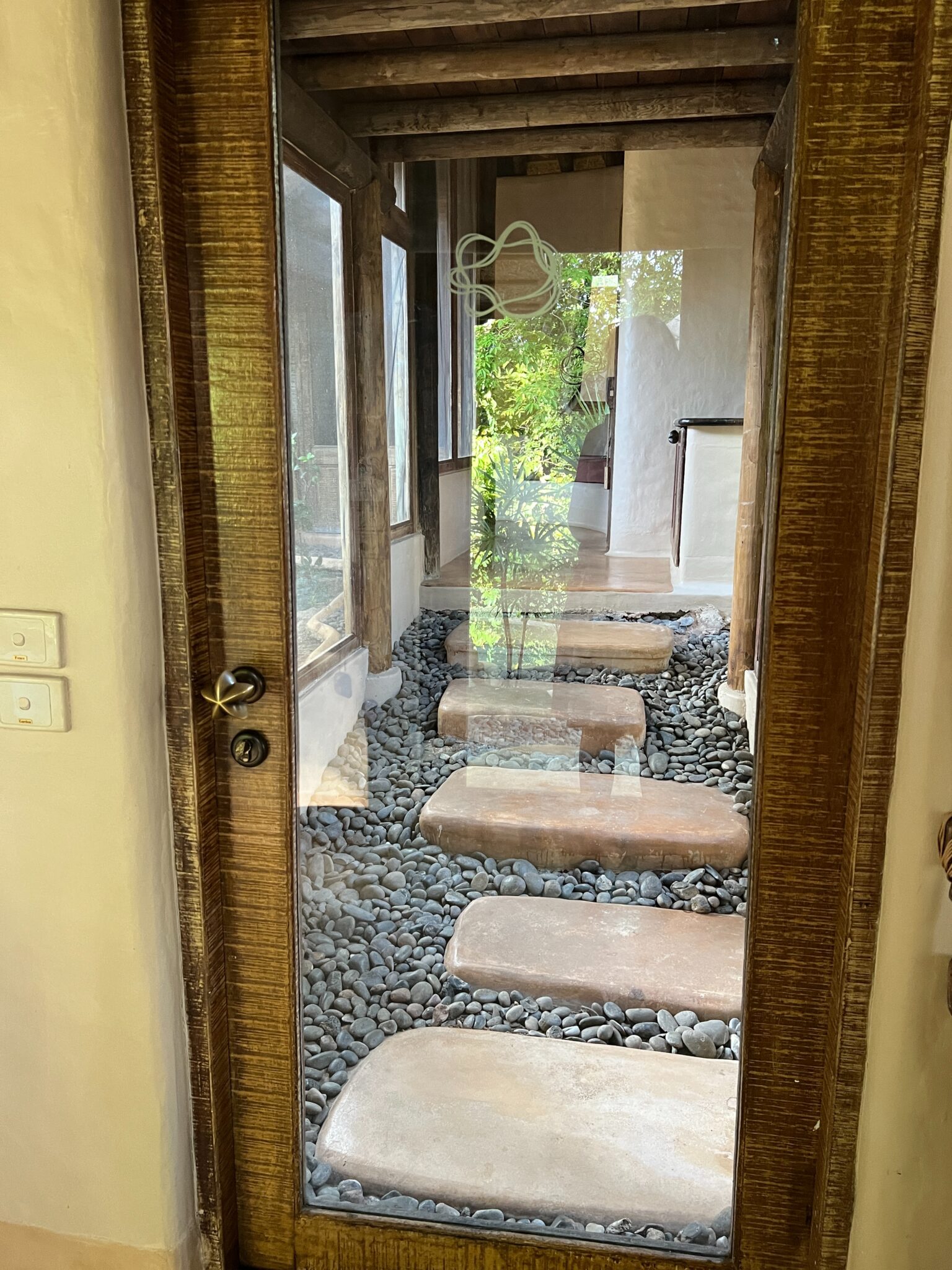 The walkway to the bathroom