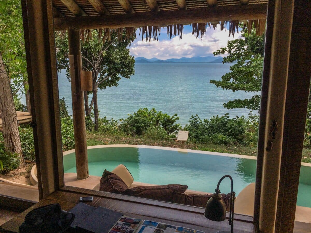 Phuket, Thailand - March 11 2018: A private pool villa at The Naka Island resort on Koh Naka Yai