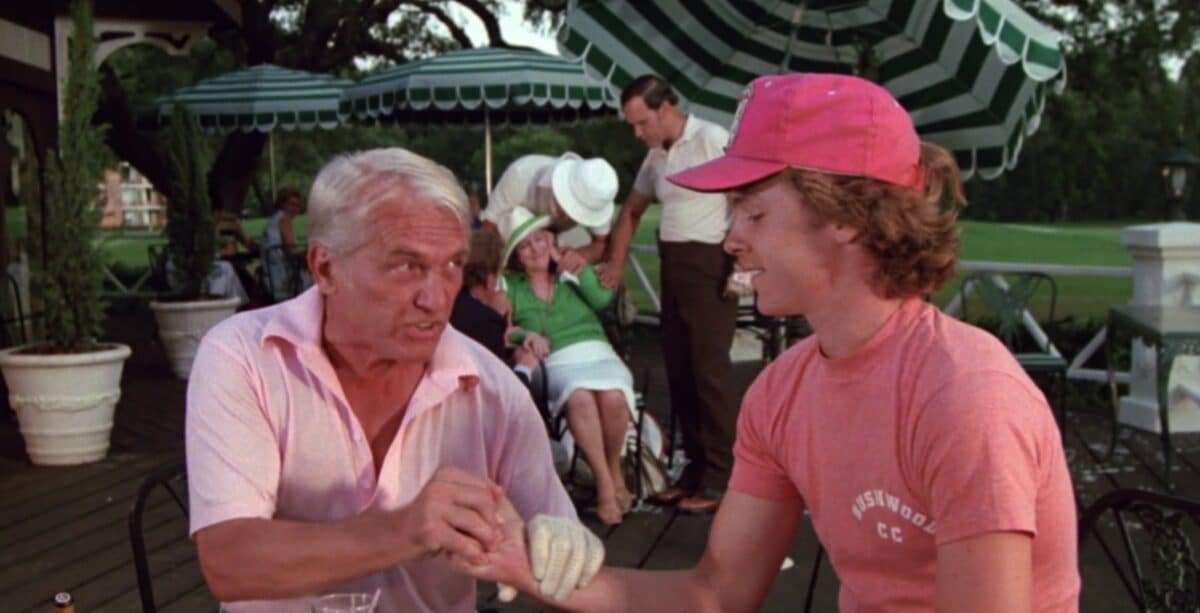 Michael O'Keefe, Ted Knight, and Dan Resin in Caddyshack (1980)