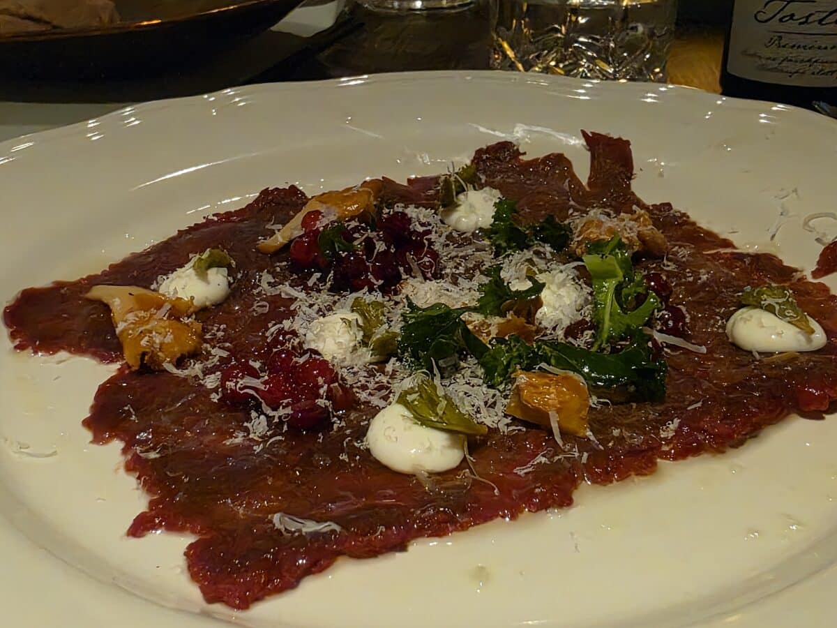 Fresh elk carpaccio