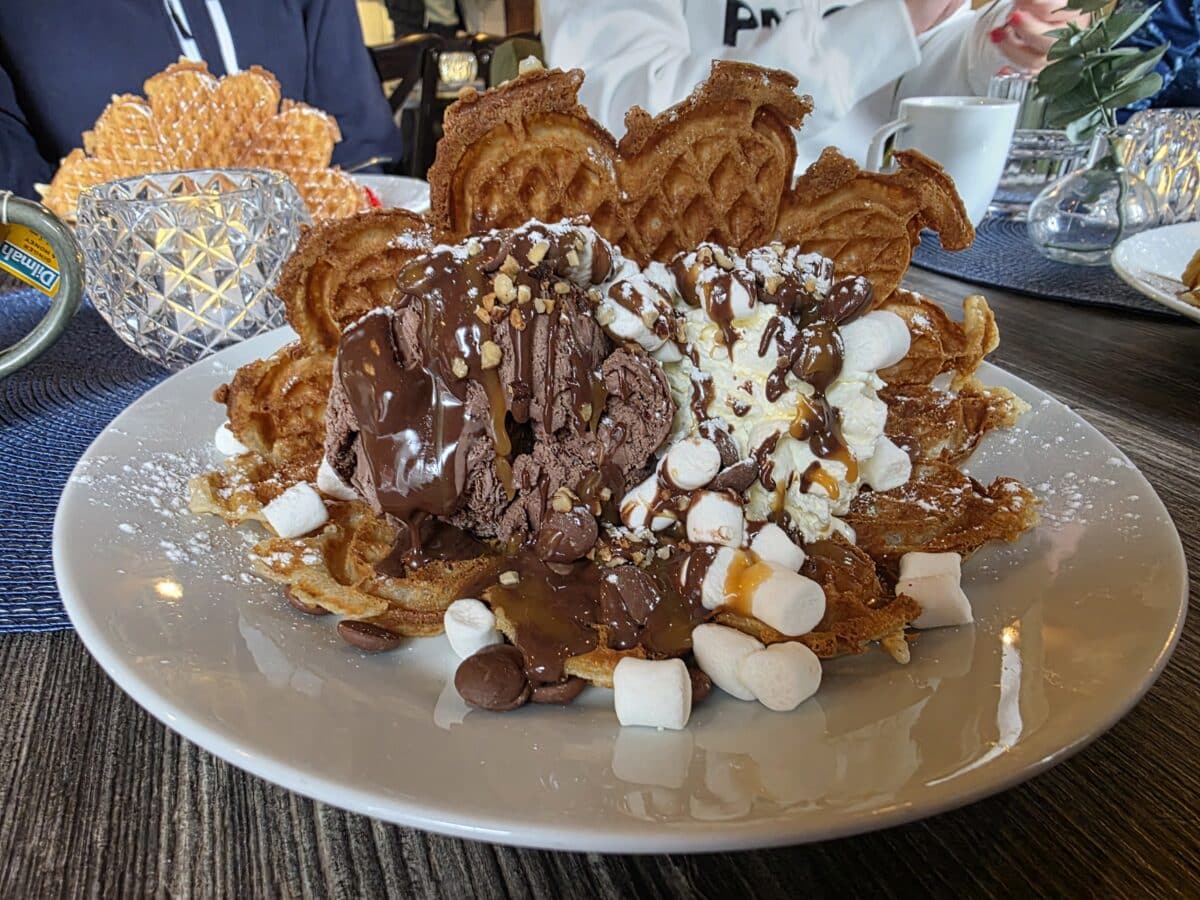 An amazing waffle filled with ice cream