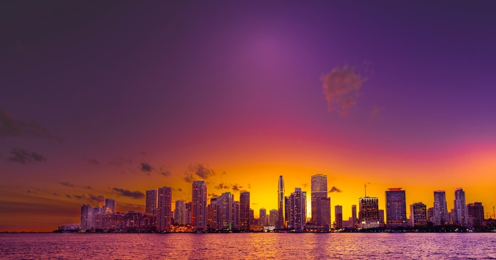 sunset over city beautiful colors miami Florida